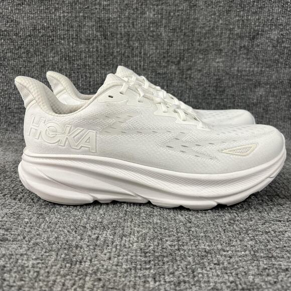 Hoka One One Shoes Womens Size 11 White Clifton 9 Wide Running Sneakers - Picture 1 of 9
